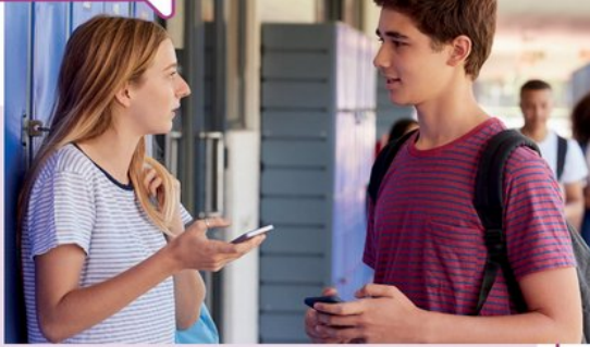 Megan and Josh talking at school